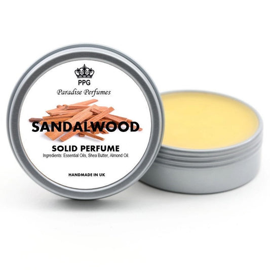 Sandalwood Solid Perfume Balm: Handmade Alcohol-Free Fragrance (30ml, UK Made)
