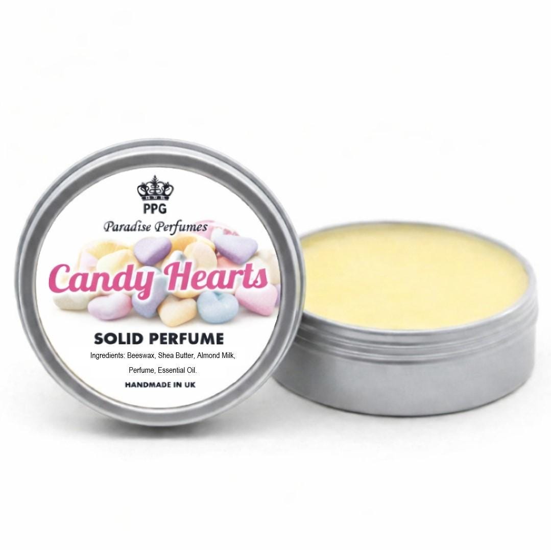 Candy Hearts Solid Perfume: Retro Sweets Scent, Handmade in UK