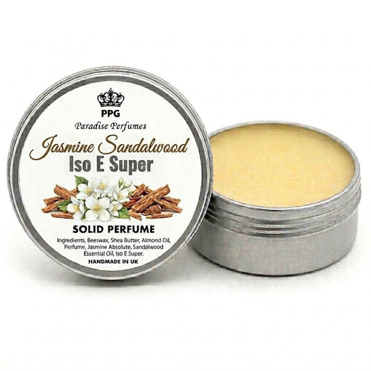 Jasmine Sandalwood & ISO E SUPER Solid Perfume Balm: Handmade Cruelty-Free Fragrance (15ml)