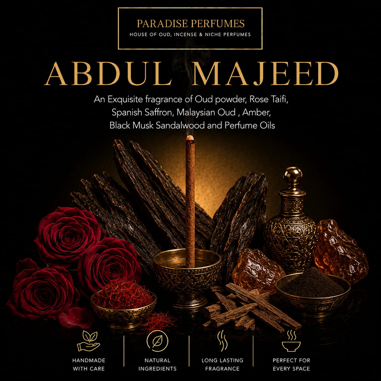 Handmade Arabian Incense Dhoop Sticks: Natural Fragrance, Charcoal Free
