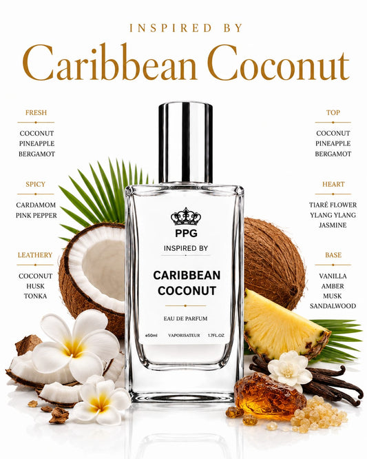 Caribbean Coconut Perfume Spray: Exotic Uplifting Tropical Scent, Vegan EDP 50ml