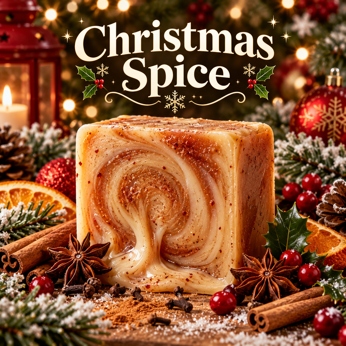 Christmas Spice Handmade Soap, Cinnamon, Ginger, Nutmeg & Vanilla, Festive Winter Soap Gift