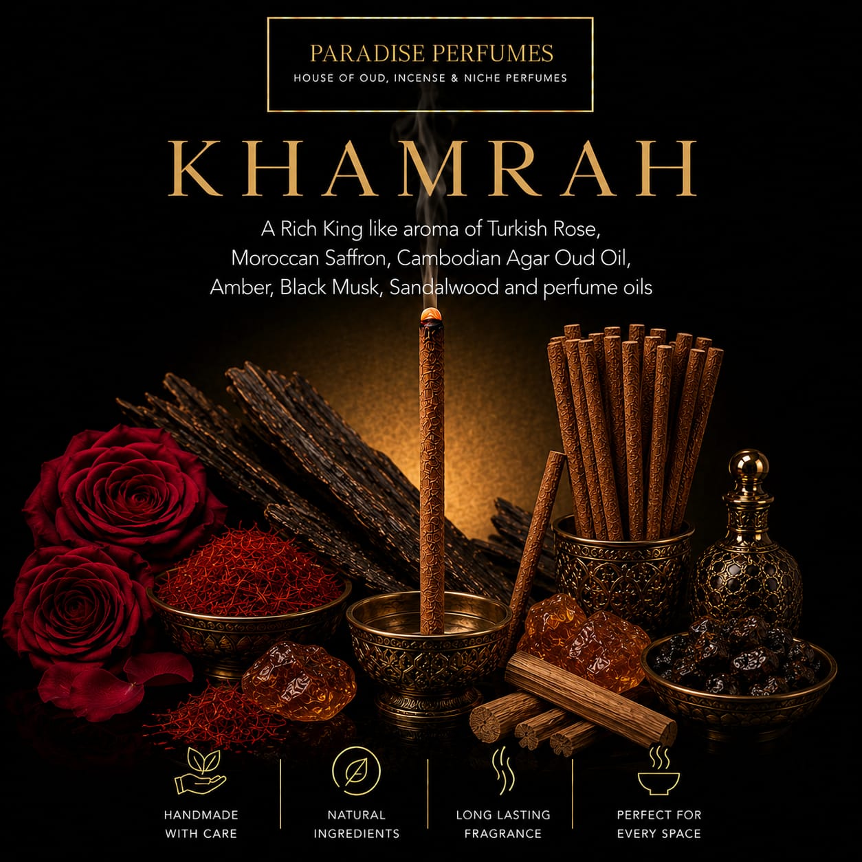 Handmade Arabian Incense Dhoop Sticks: Natural Fragrance, Charcoal Free