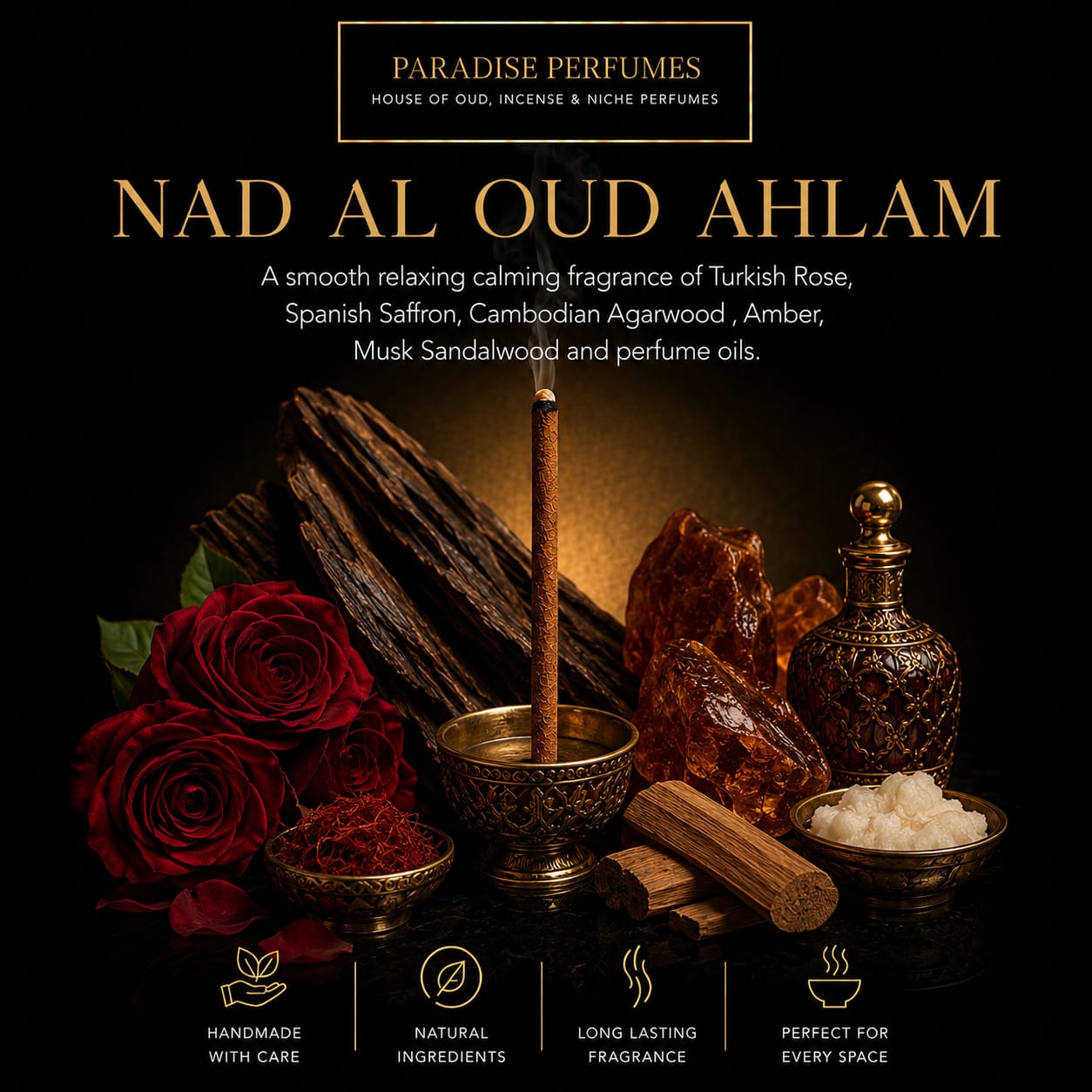 Handmade Arabian Incense Dhoop Sticks: Natural Fragrance, Charcoal Free