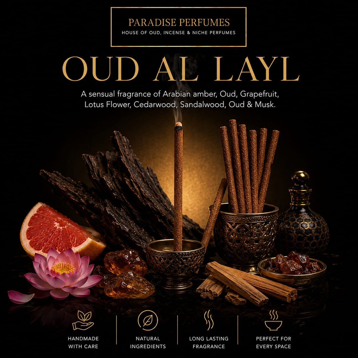 Handmade Arabian Incense Dhoop Sticks: Natural Fragrance, Charcoal Free