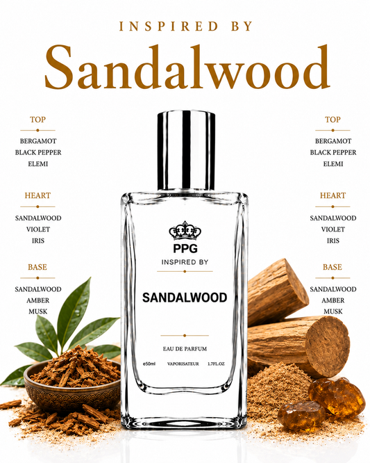 Sandalwood Perfume Spray: Elegant Warm Woody Scent, Vegan EDP 50ml