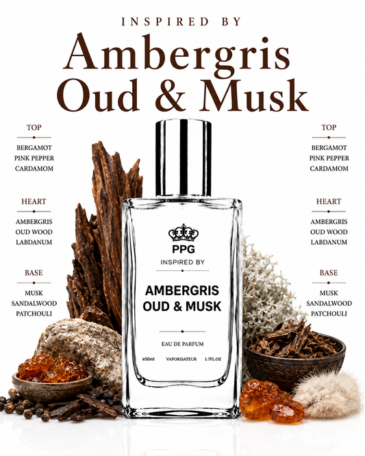 Ambergris Oud & Musk Perfume Spray: Marine Oceanic Earthy Smoky Musky Scent, Vegan EDP 50ml