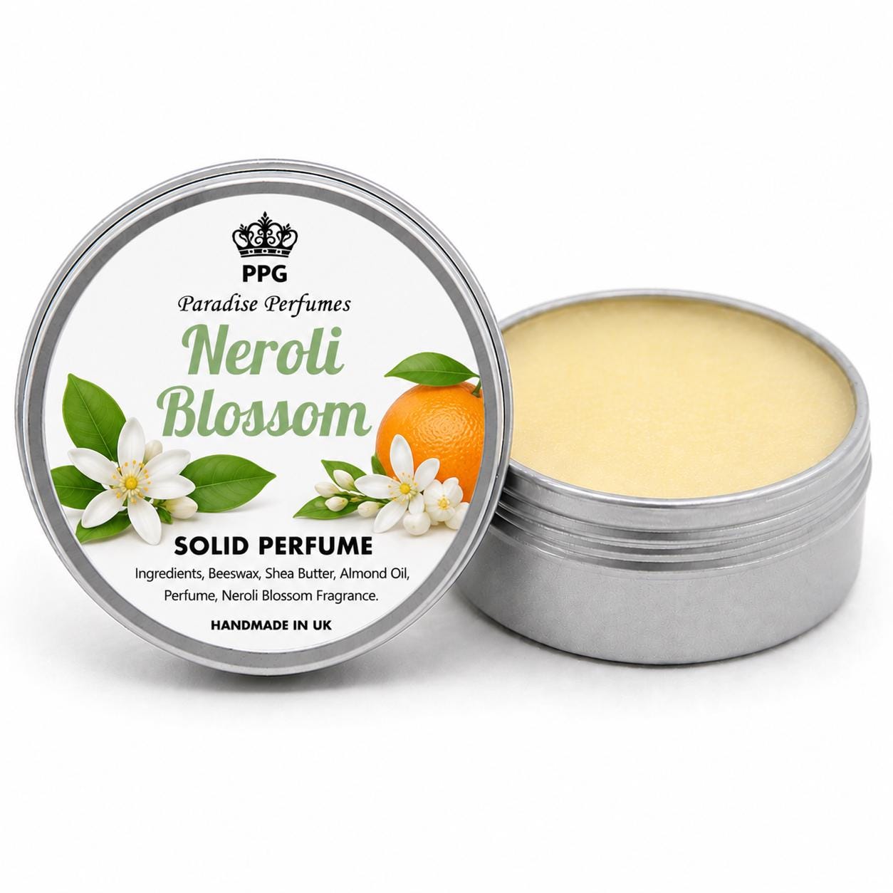Neroli Blossom Solid Perfume Balm: Handmade Cruelty-Free Fragrance (15ml)