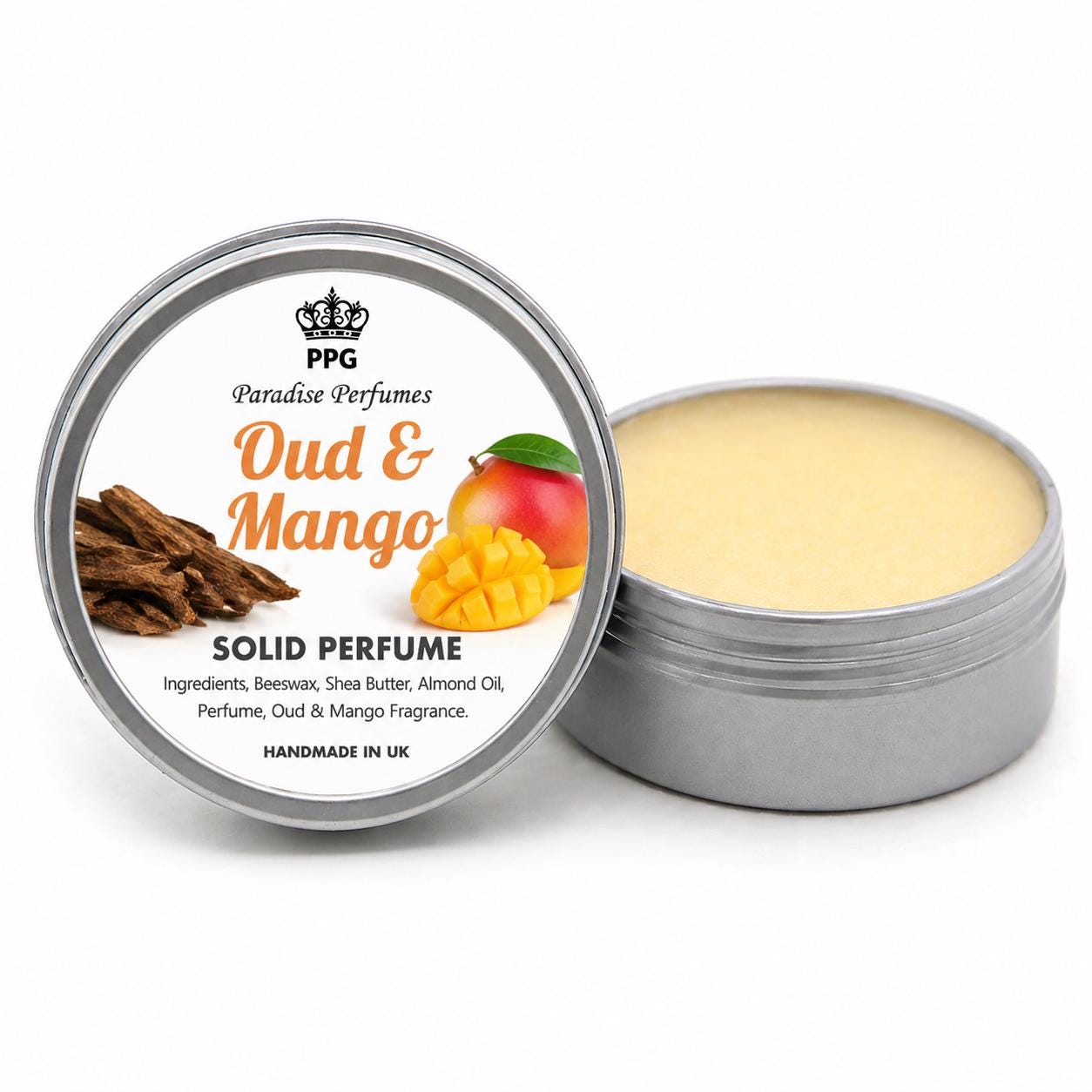 Oud & Mango Solid Perfume: Exotic Tropical Earthy Scent, Handmade in UK