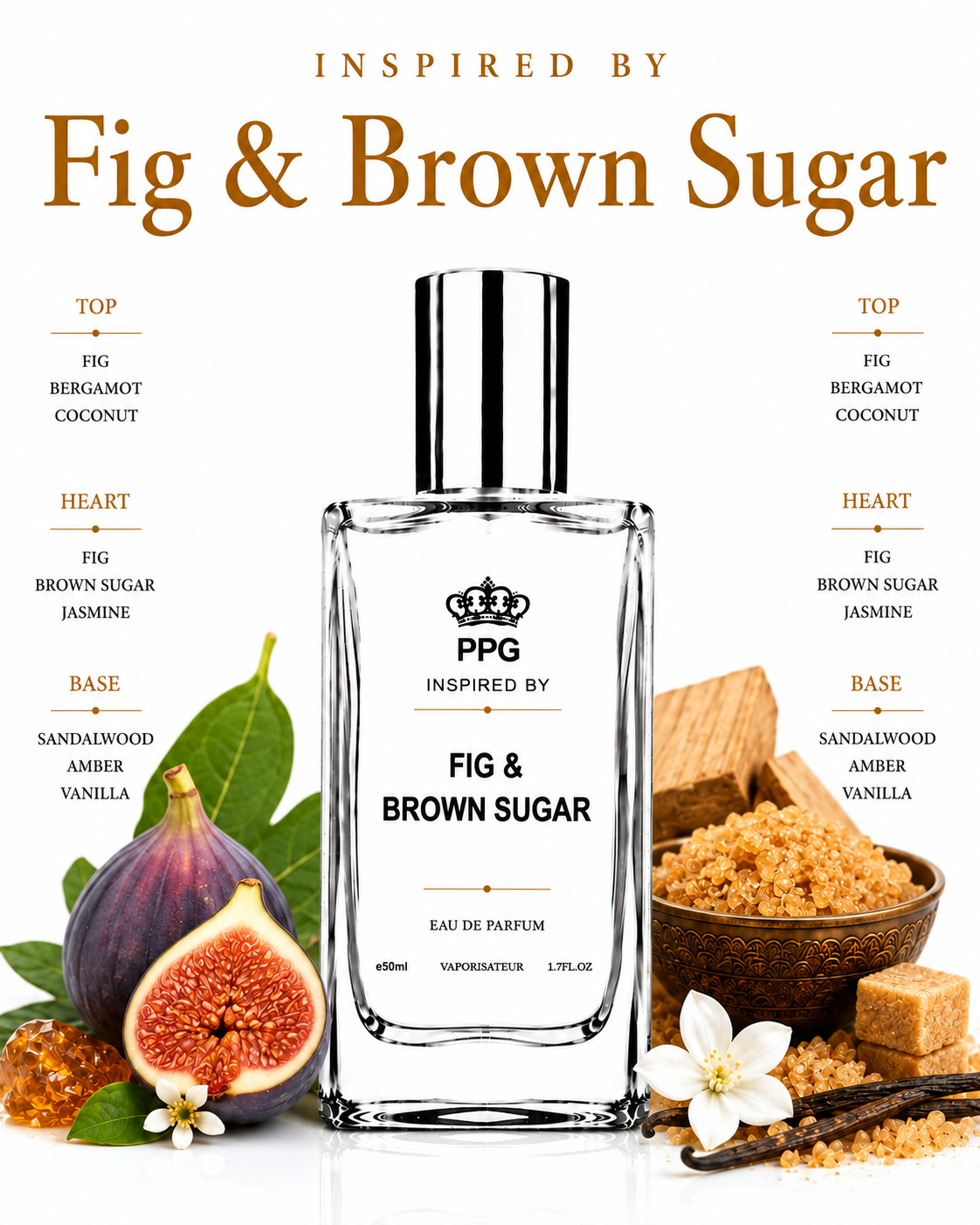 Fig & Brown Sugar Perfume Spray: Irresistible Luscious Fruity Indulgent Gourmand Scent, Vegan EDP 50ml