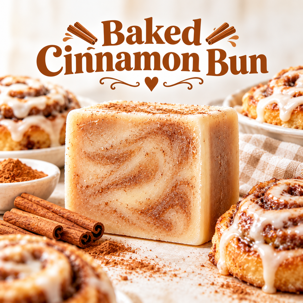 Baked Cinnamon Bun Soap – Sweet Bakery Scented Soap Bar with Warm Cinnamon Spice